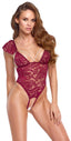 Body dentelle rouge bordeaux sensuel avec perles - Cottelli