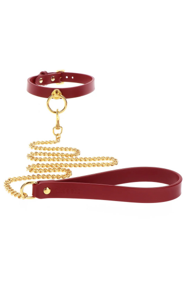 Collier + laisse rouge dorée - taboom