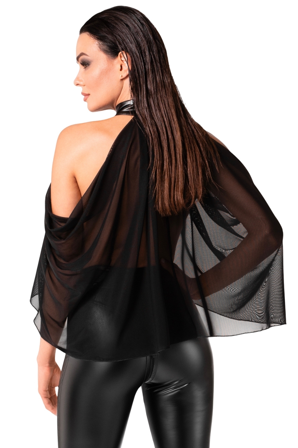 Top bolero Opium transparent et fluide - Noir Handmade