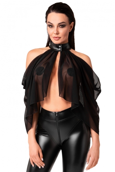 Top bolero Opium transparent et fluide - Noir Handmade