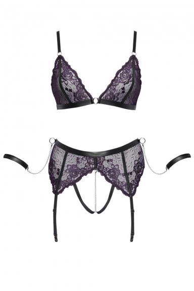 Ensemble dentelle violet avec chaines - Cottelli Bondage