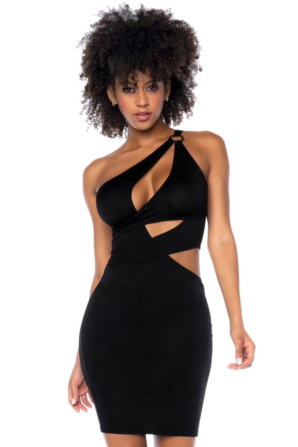 Robe de soirée asymétrique noire - MAL40004BLK