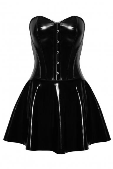 Mini robe bustier vinyle et laçage - Black Level