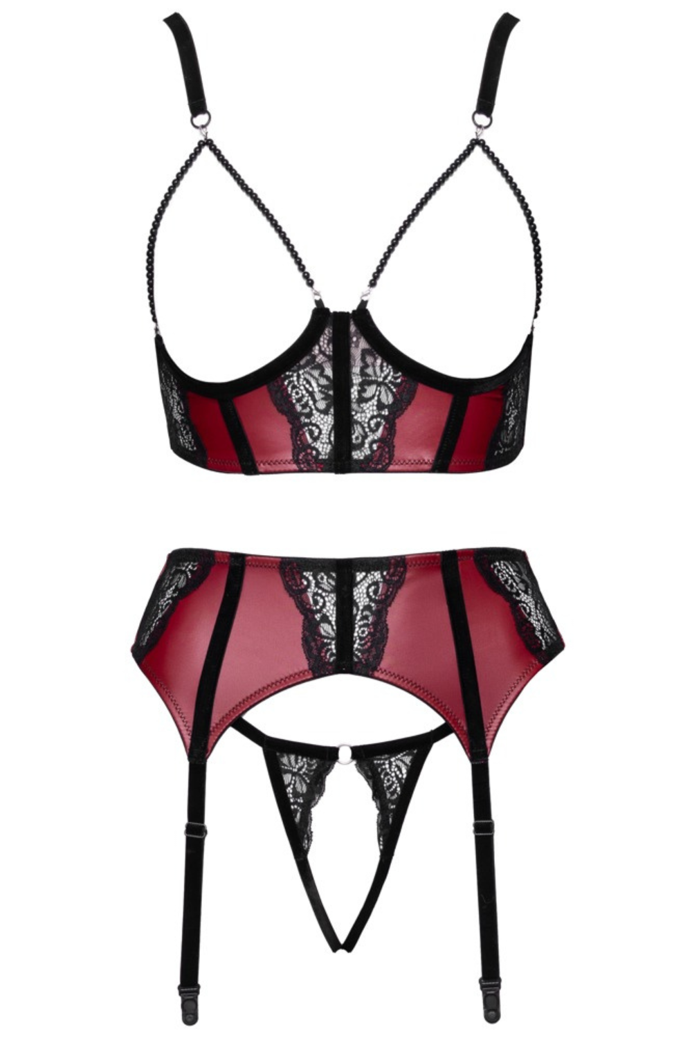 Ensemble ouvert 3 pièces Rouge et Noir - Laissez vous séduire