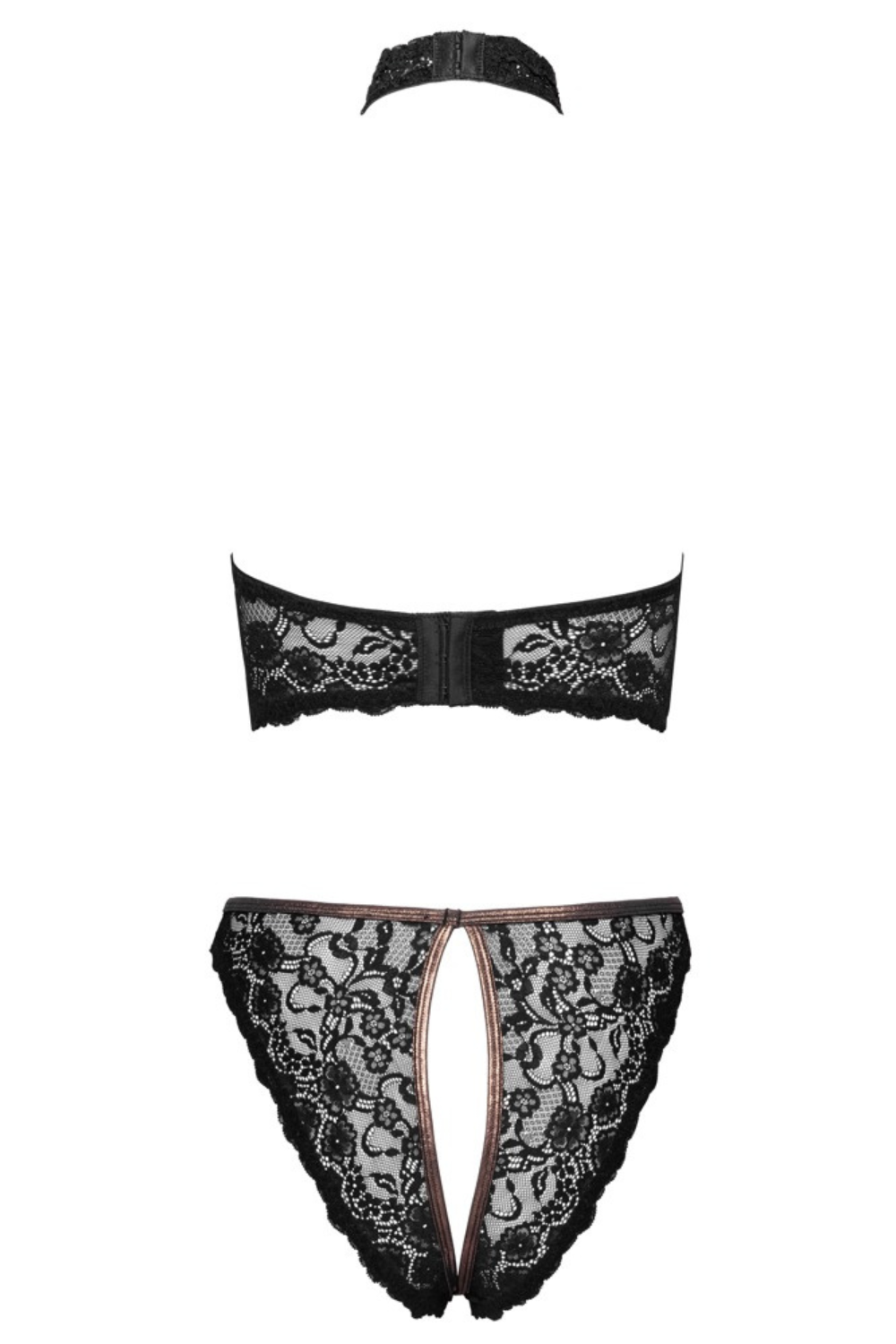 Ensemble ouvert en dentelle Noire et Dorée - Sublime