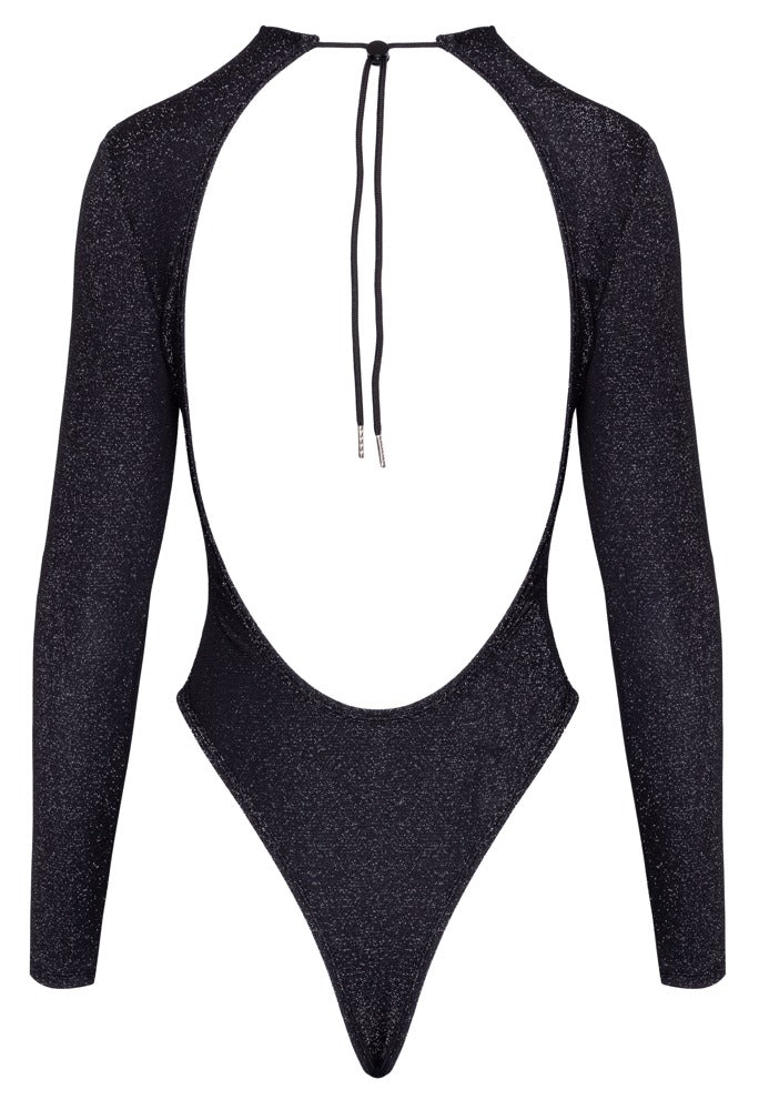 Body string noir pailleté argenté - Cottelli