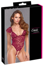 Body dentelle rouge bordeaux sensuel avec perles - Cottelli