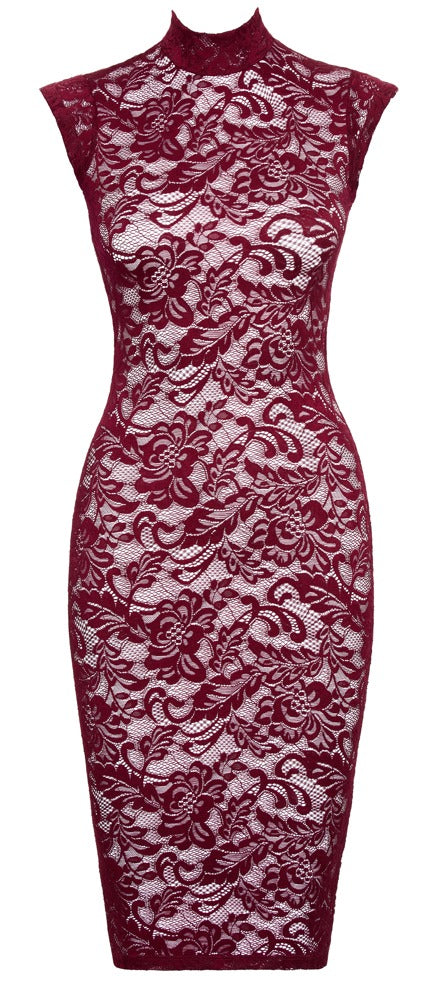Robe dentelle rouge bordeaux - Cottelli