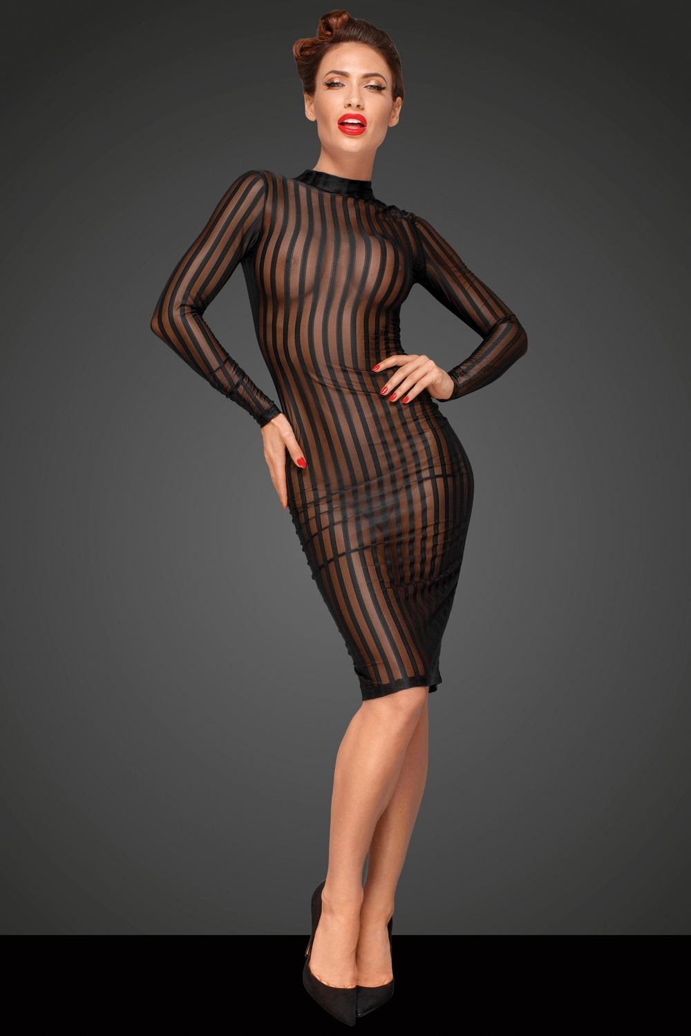 Robe transparente à rayures - Noir Handmade Image principale du produit