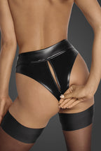Panty en wetlook à zip - Noir Handmade