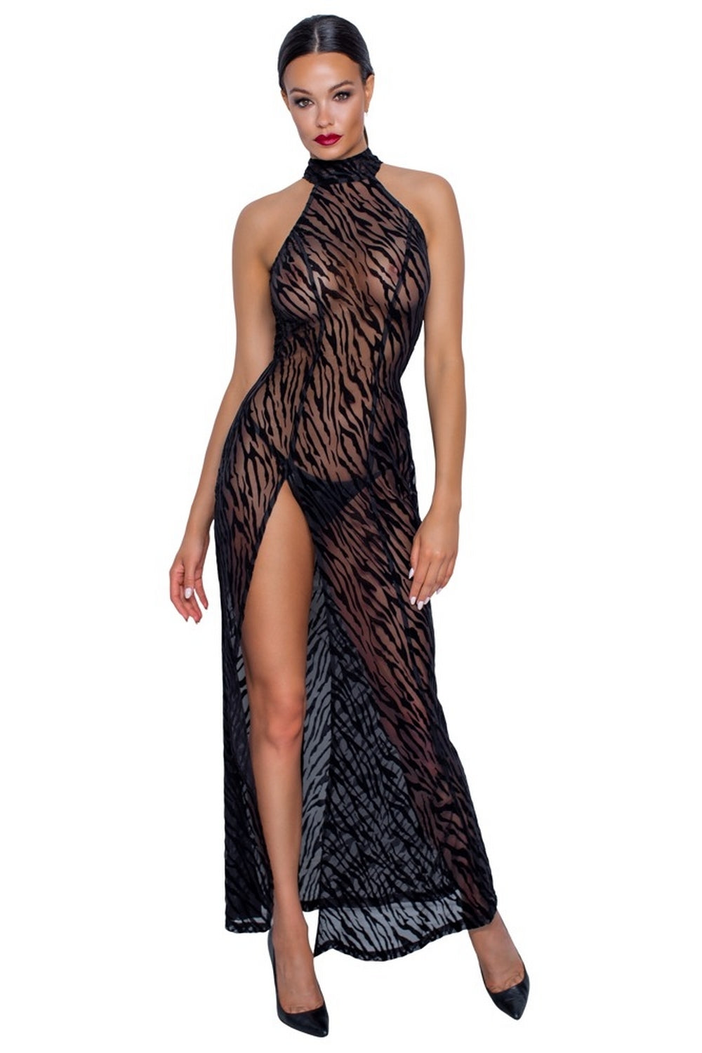 Robe longue motif tigré - Noir Handmade Image principale du produit