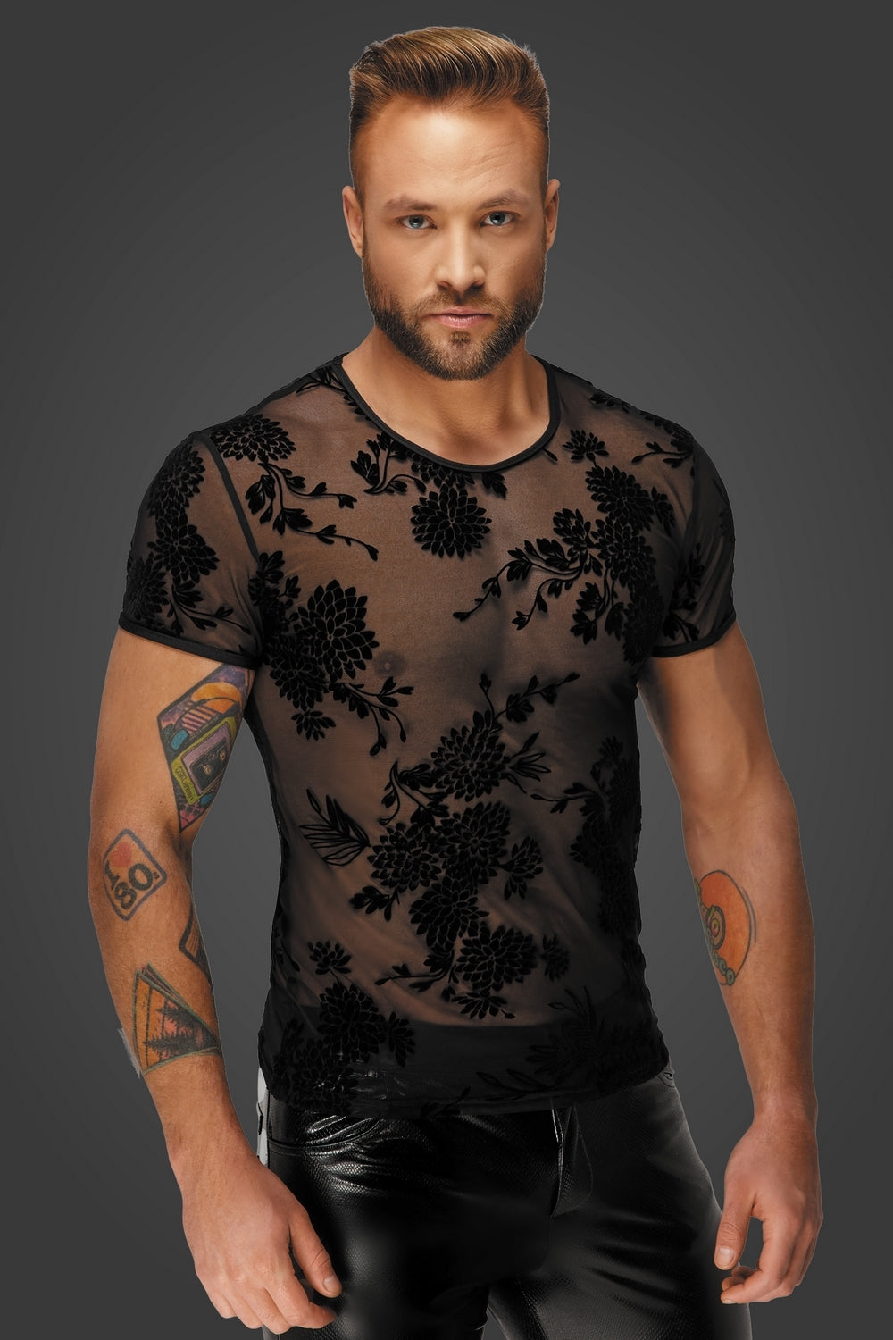 T-shirt transparent floral - Noir Handmade Image principale du produit