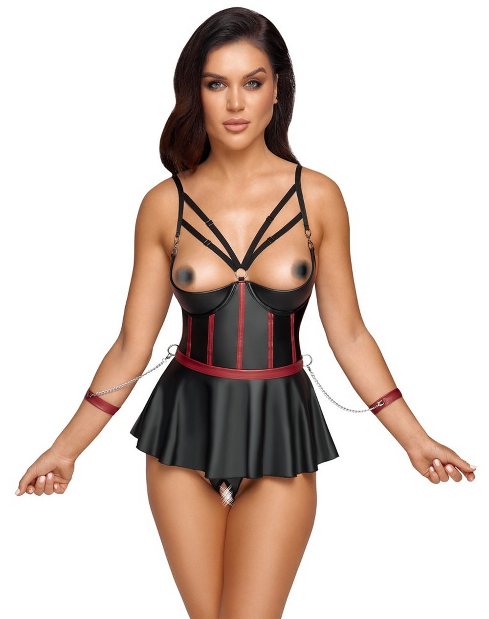Ensemble top peplum ouvert - Cottelli Bondage