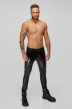 Pantalon wetlook à poches - Noir Handmade