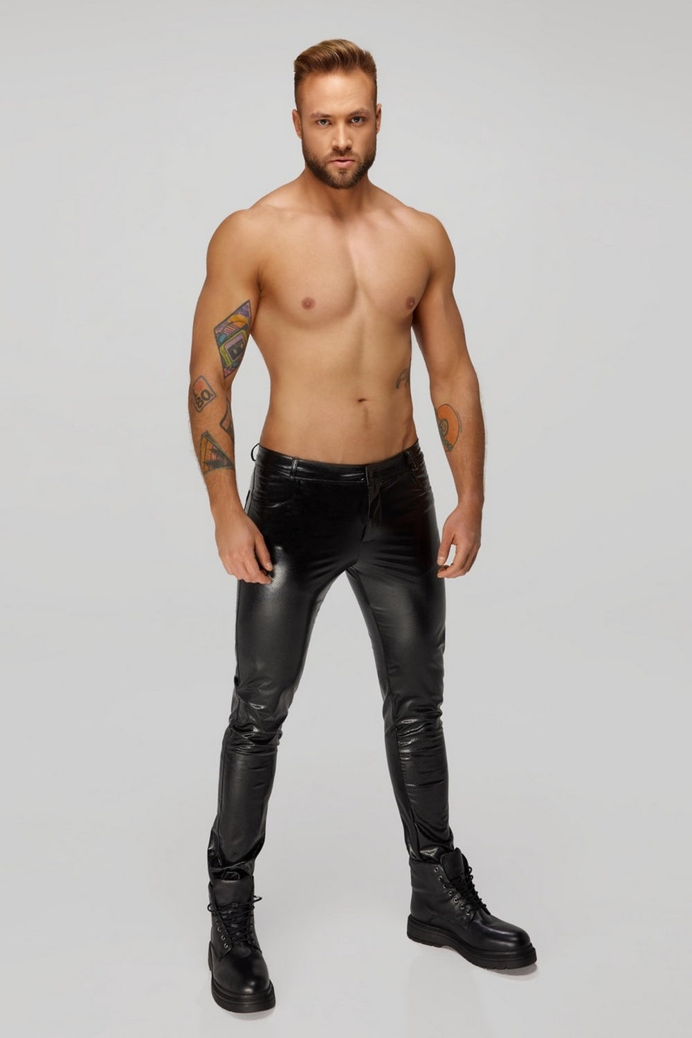 Pantalon wetlook à poches - Noir Handmade