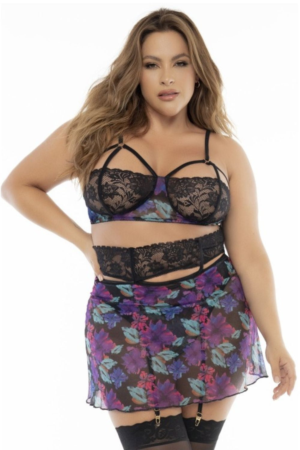 Ensemble 3 pièces fleurs exotiques grande taille - Mapalé Image principale du produit