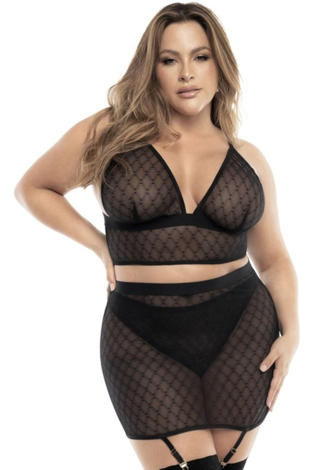 Ensemble résille noire grande taille - Mapalé Image principale du produit