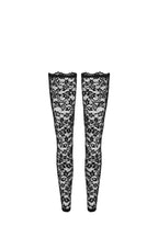 Bas en dentelle motif floral - Noir Handmade