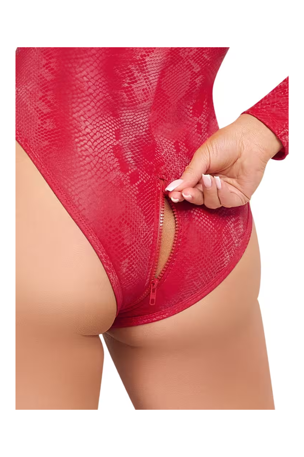 Body à manches rouge serpent - Cottelli