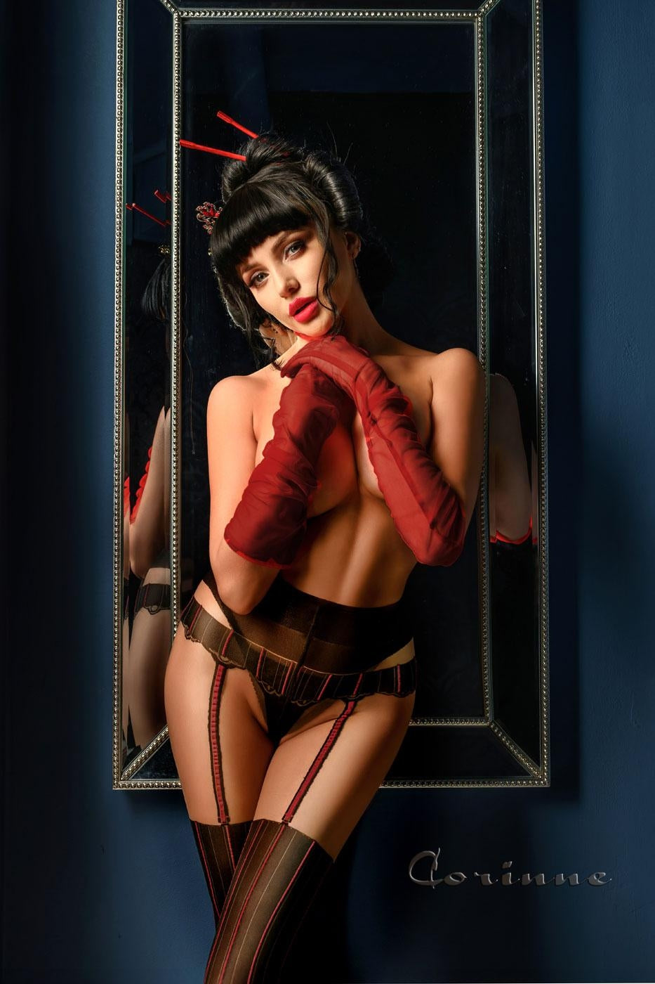 Collant ouvert à rayures effet porte-jarretelles - Ballerina Image principale du produit