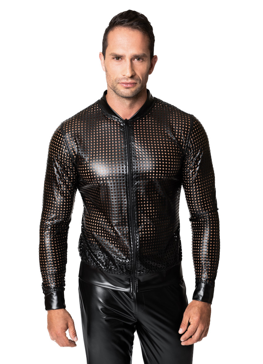 Veste ajourée en wetlook - Noir Handmade
