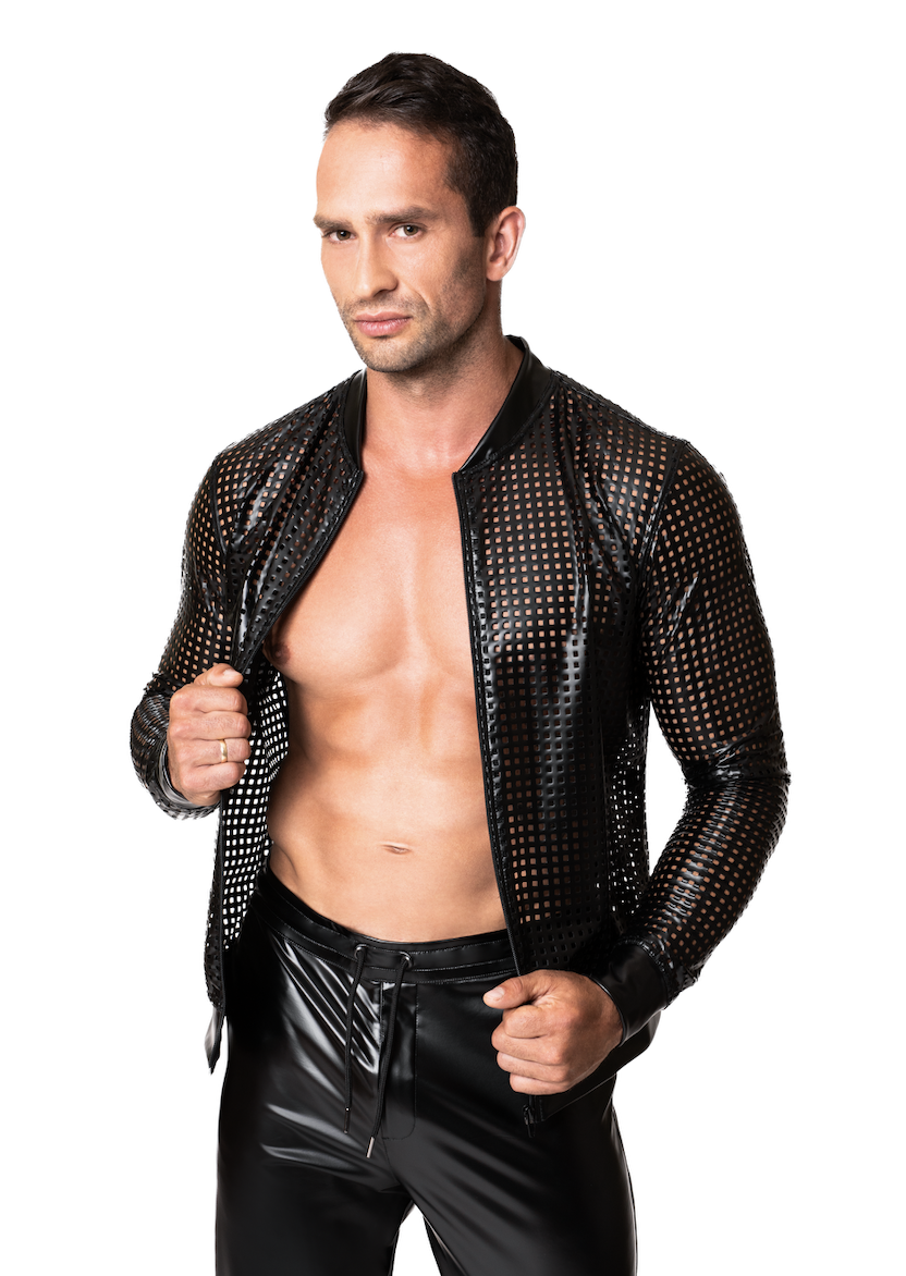 Veste ajourée en wetlook - Noir Handmade Image principale du produit