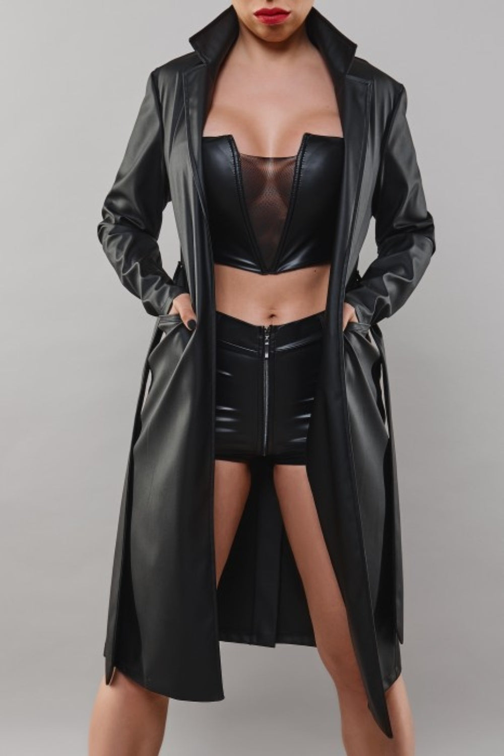 Manteau élégant classique éco cuir - Demoniq