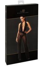 Combinaison paillette transparente fluide Luminara - Noir Handmade