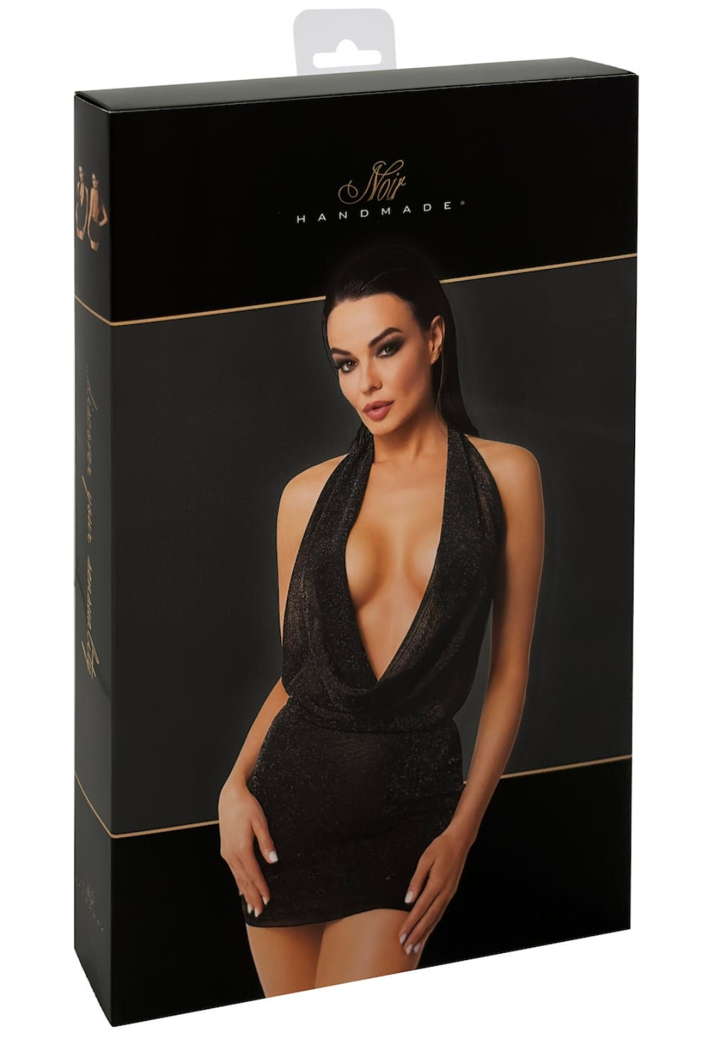 Robe courte brillante transparente Luminera - Noir Handmade