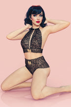 Culotte perle dentelle et nœud doré - Bracli