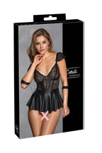 Ensemble lingerie noir avec nuisette + accessoires - Cottelli Bondage