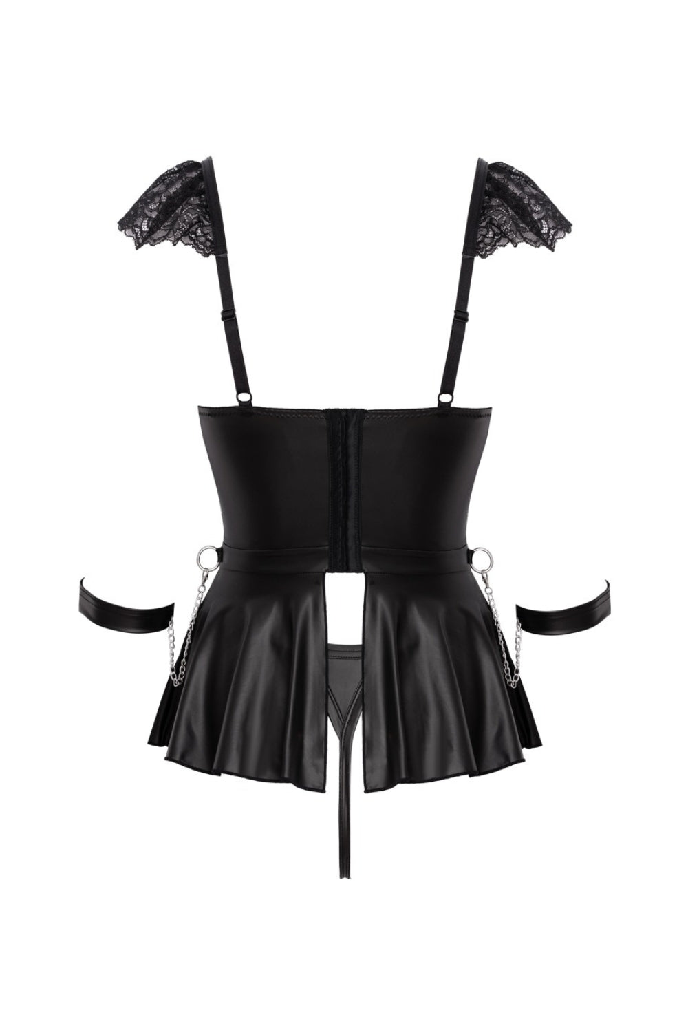 Ensemble lingerie noir avec nuisette + accessoires - Cottelli Bondage