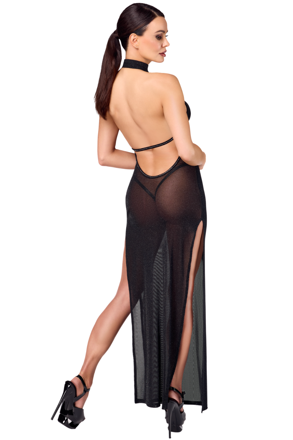 Robe Longue Double Fentes Onyx - Noir Handmade
