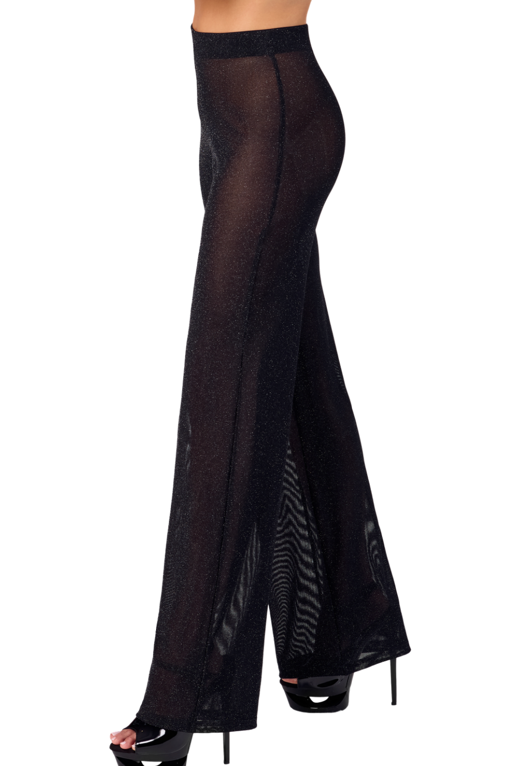 Pantalon Fluide Transparent Onyx - Noir Handmade