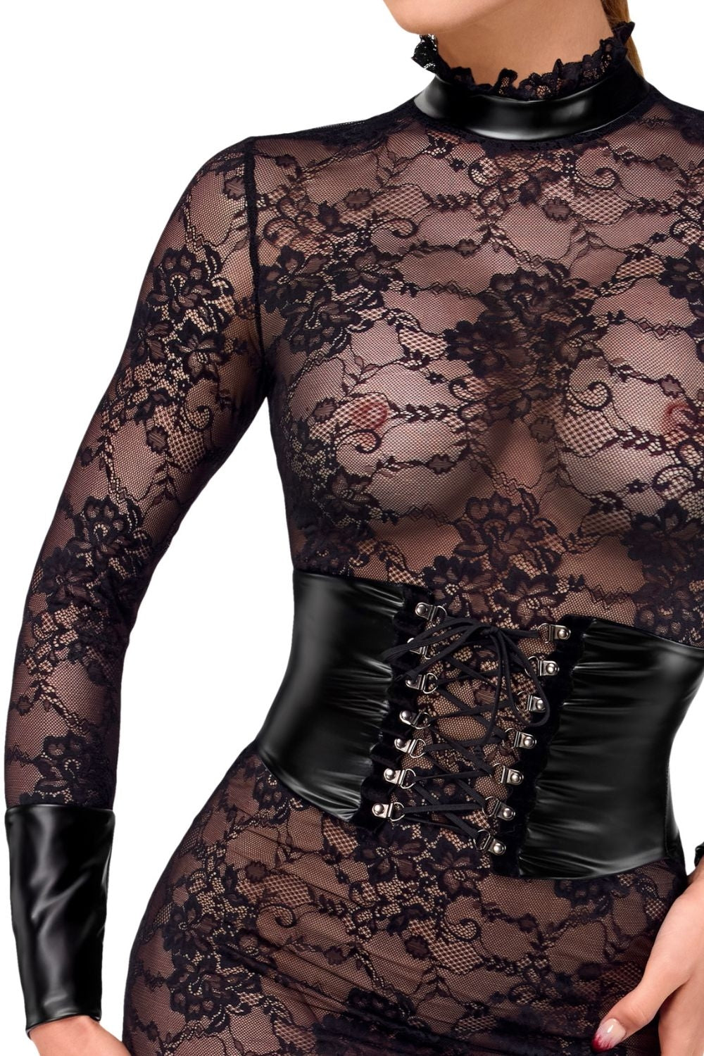 Robe Corset en Dentelle Noire - Noir Handmade