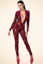 Combinaison Florale Bordeau Kink Royal - Noir Handmade