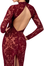 Robe longue Florale Bordeau Kink Royal - Noir Handmade