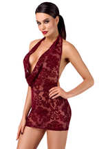 Robe courte Florale Bordeau Kink Royal - Noir Handmade