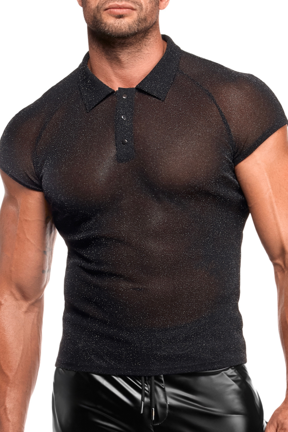 Polo transparent argenté - Noir handmade