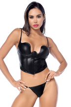 Ensemble sexy en similicuir - Bustier & string