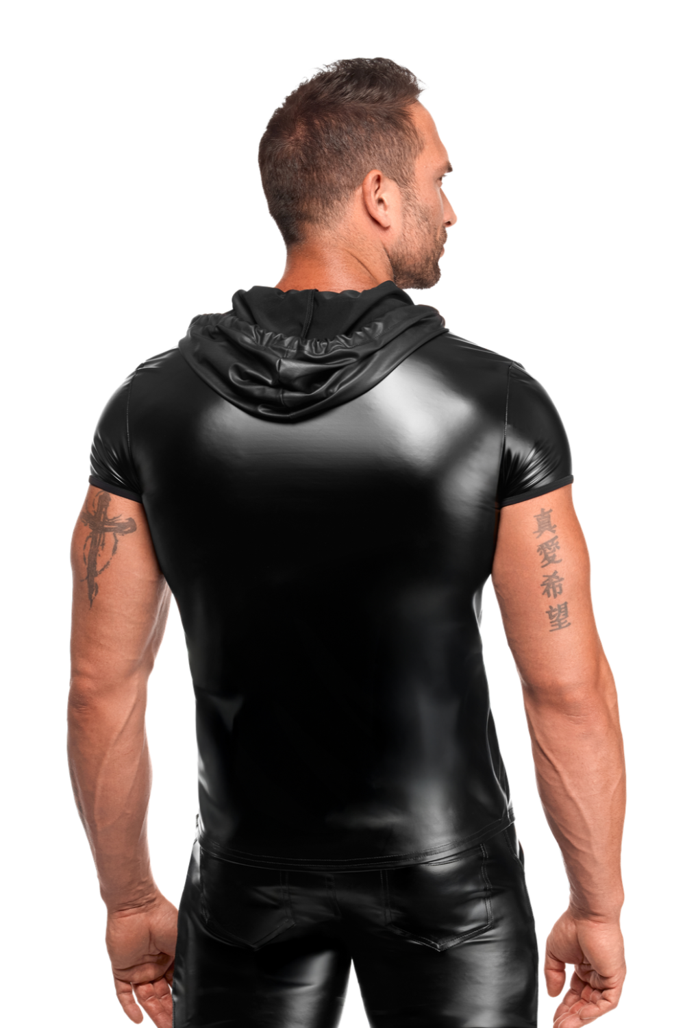 T-shirt à zip et capuche - Noir Handmade