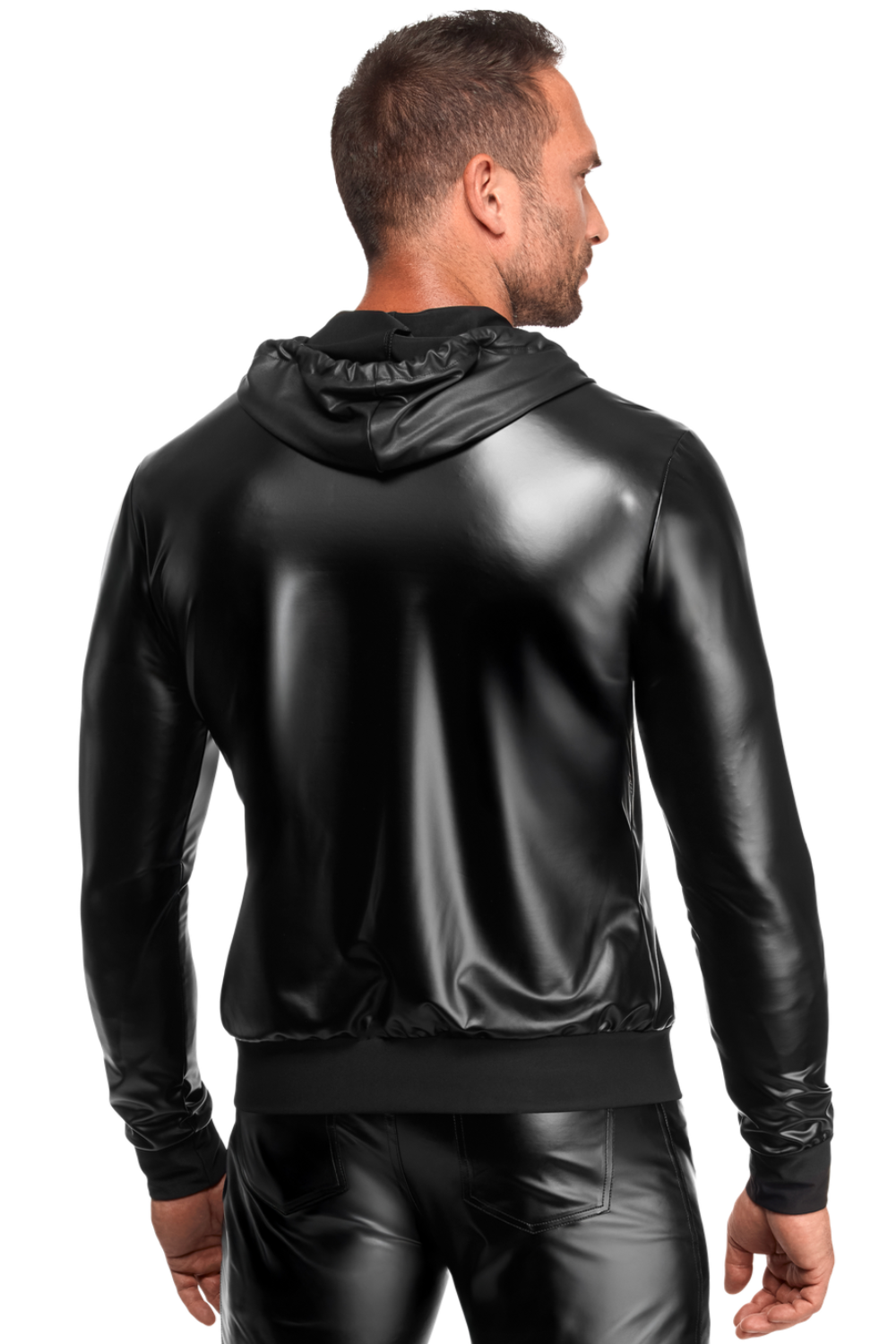 Sweat à capuche en powerwetlook - Noir Handmade