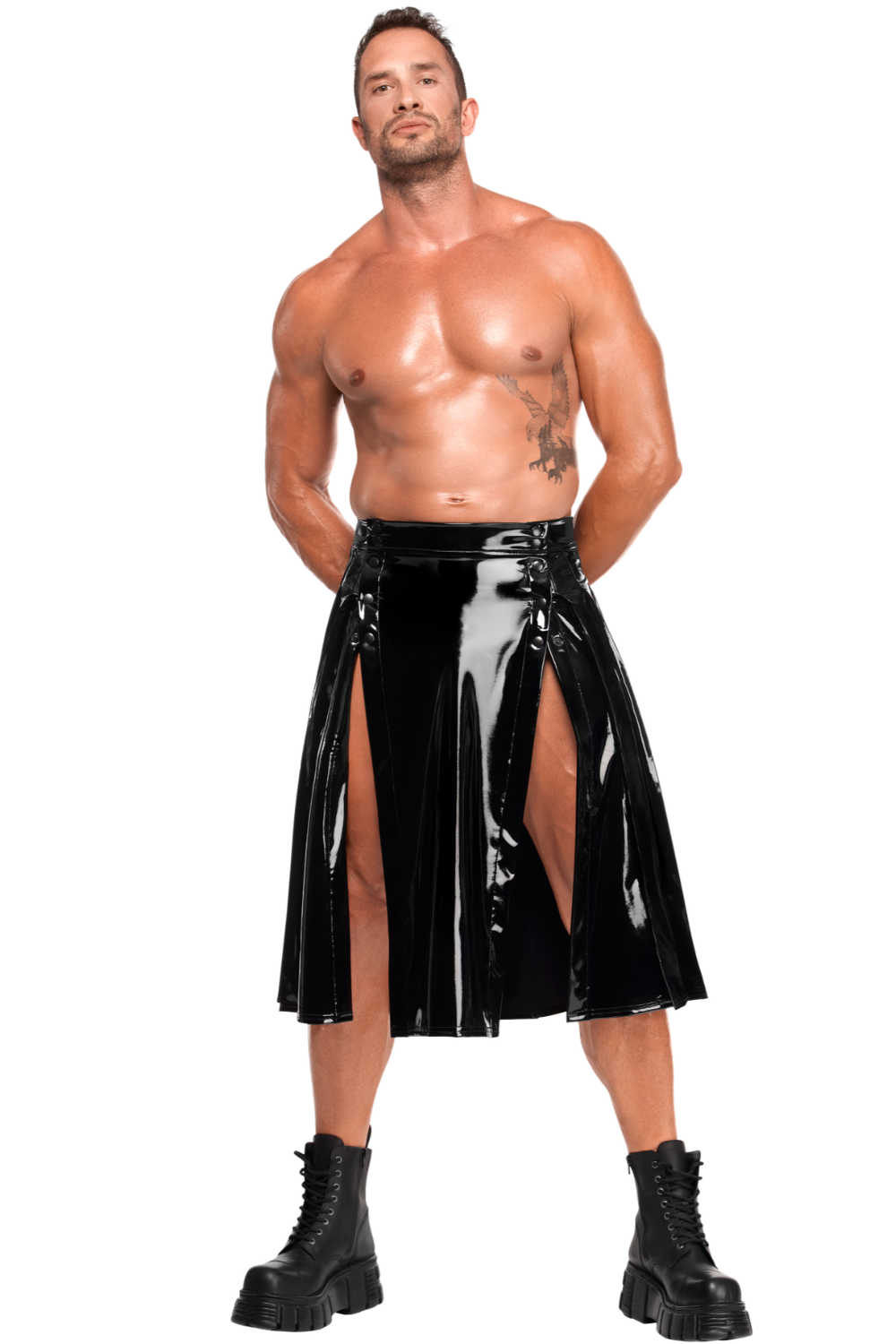 Jupe pvc brillant Homme - Noir Handmade