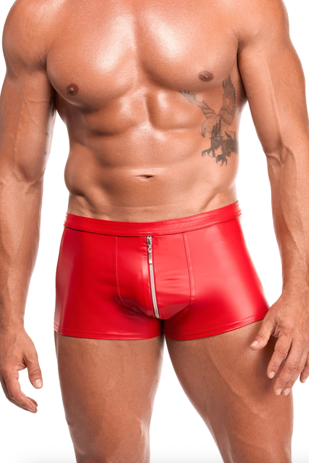 Boxer rouge à zip - Noir handmade