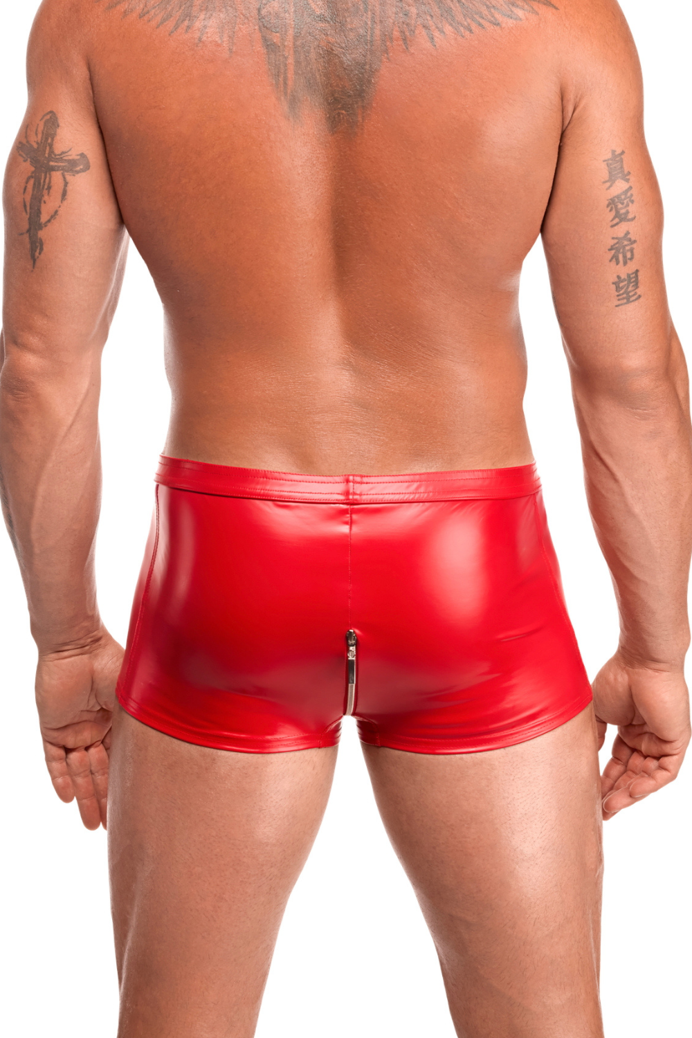 Boxer rouge à zip - Noir handmade Image secondaire du produit