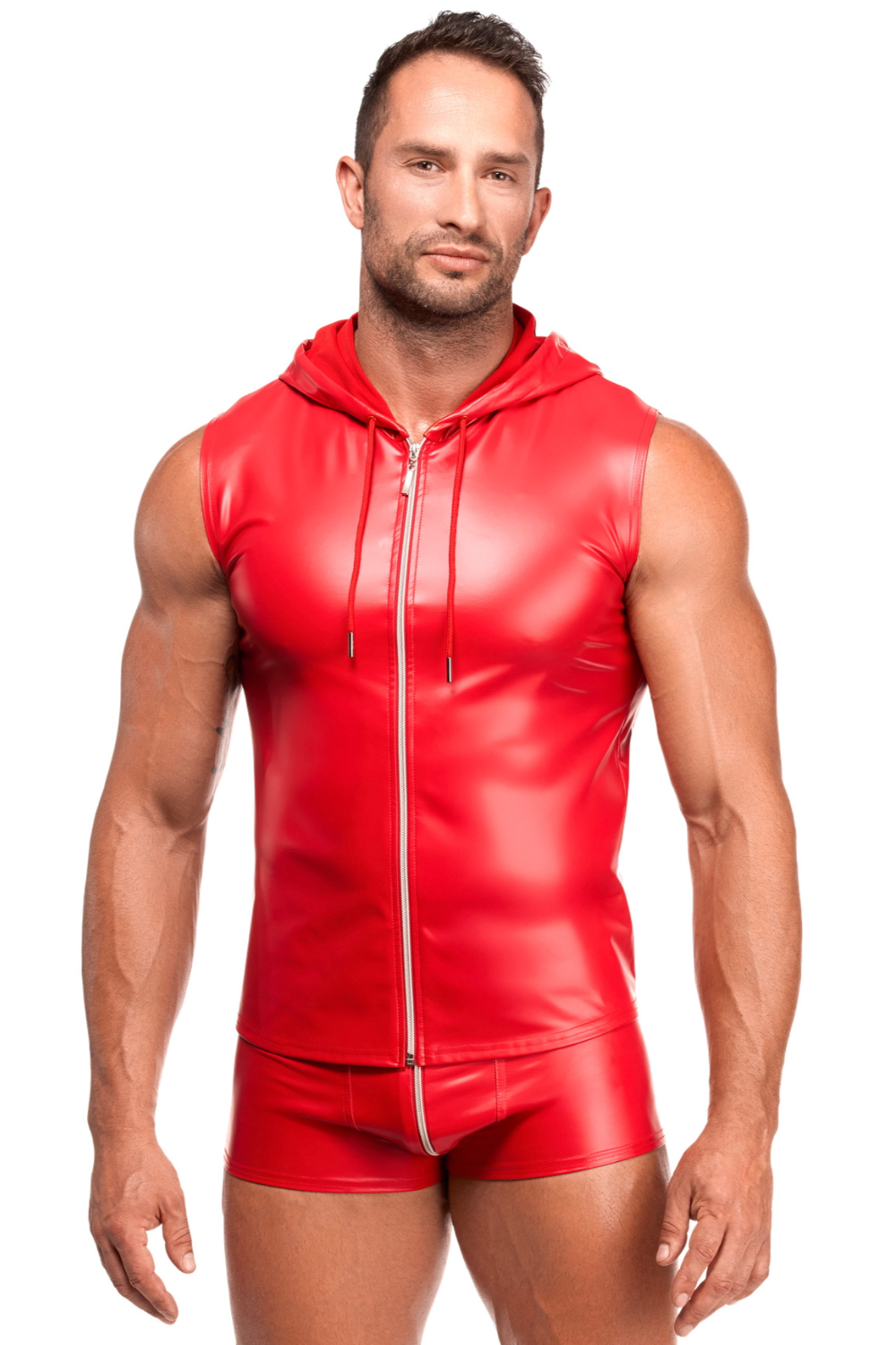 Haut à zip rouge - Noir Handmade