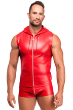 Haut à zip rouge - Noir Handmade