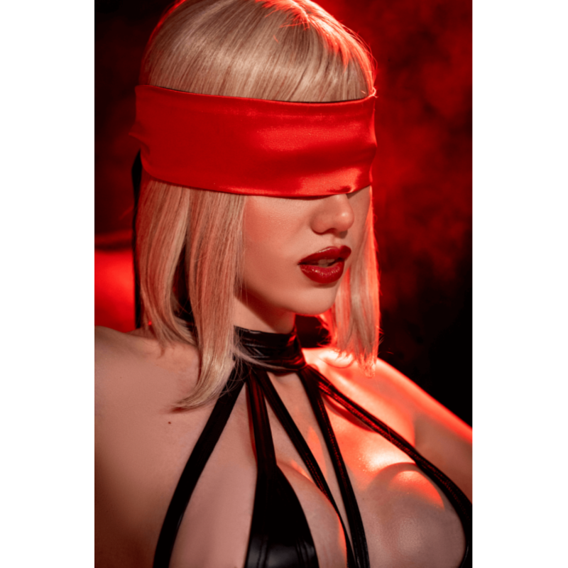 Accessoire coquin en satin réversible - Masque sensuel & lien délicat