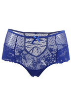 Tanga lacé taille haute en dentelle bleue - Litolu Lingerie